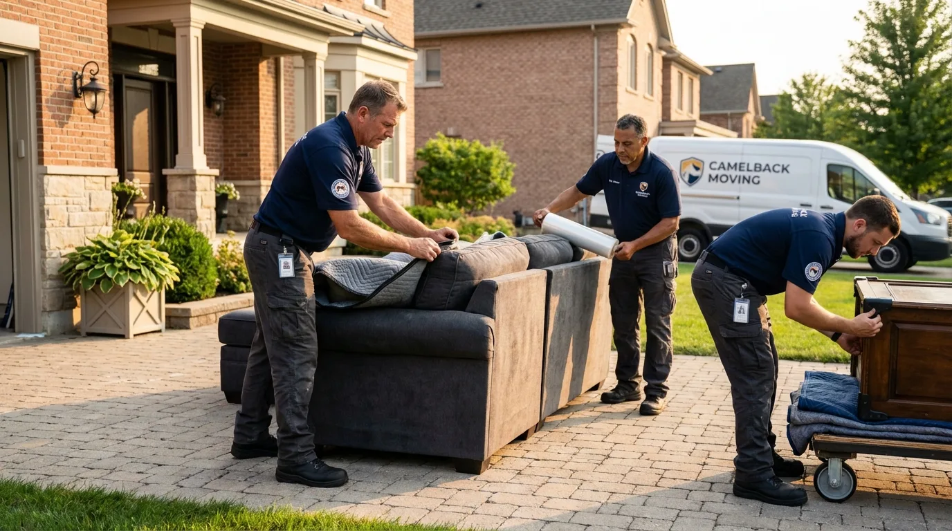 Large estate moving crew wrapping furniture in Rittman, OH