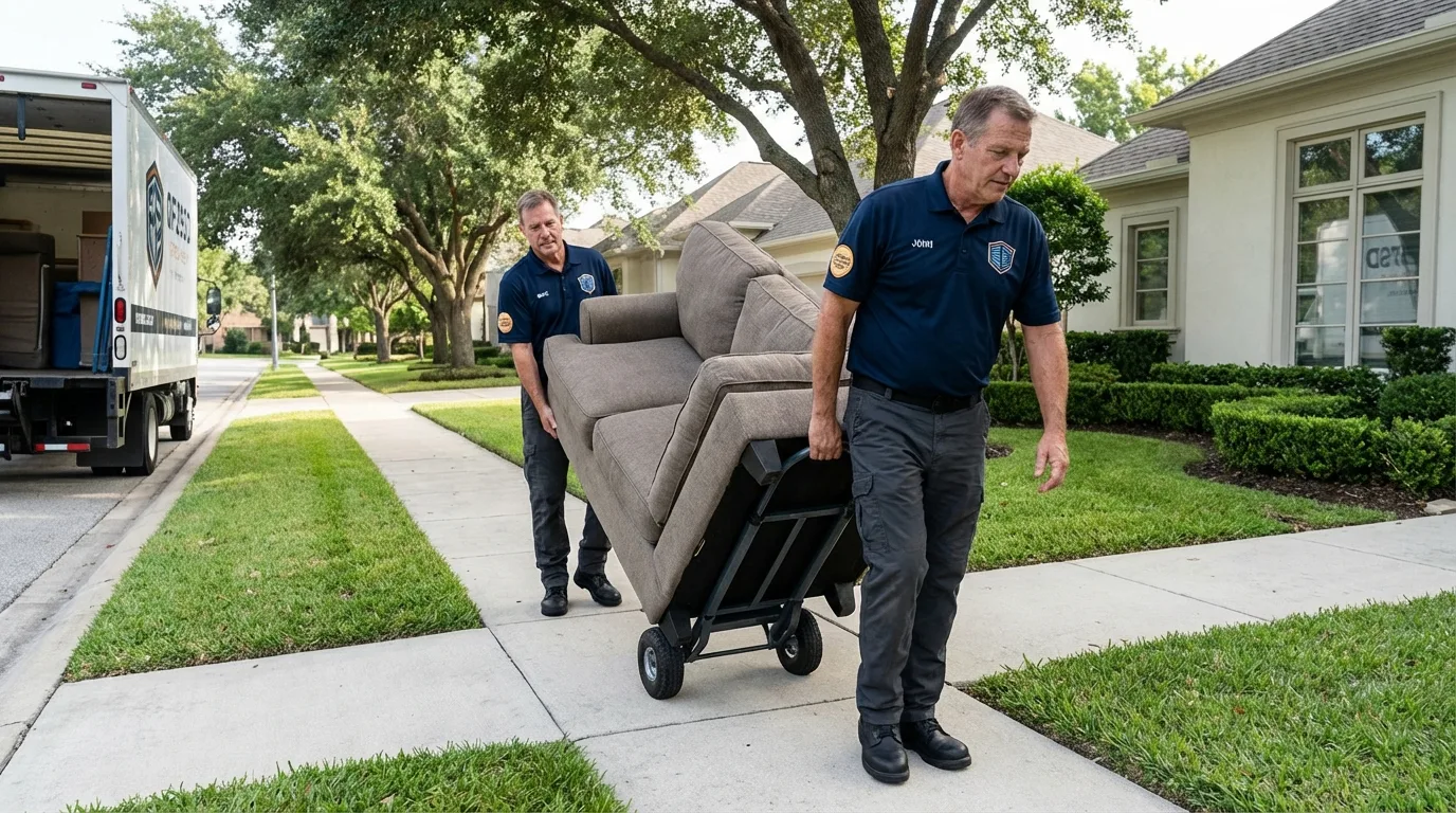 Local residential moving crew loading furniture in Rittman, OH